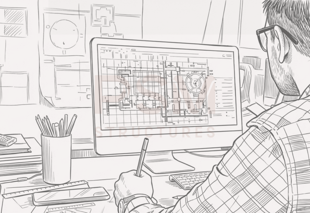 a structural engineer creating and verifying shop drawing for a precast design