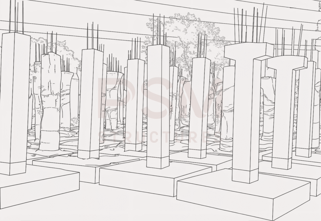 precast icr foundation laid in an open ground of a solar plant