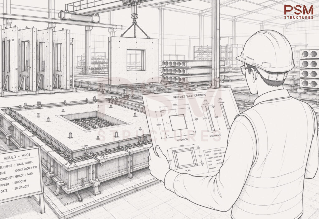 Precast shop drawing verification at site