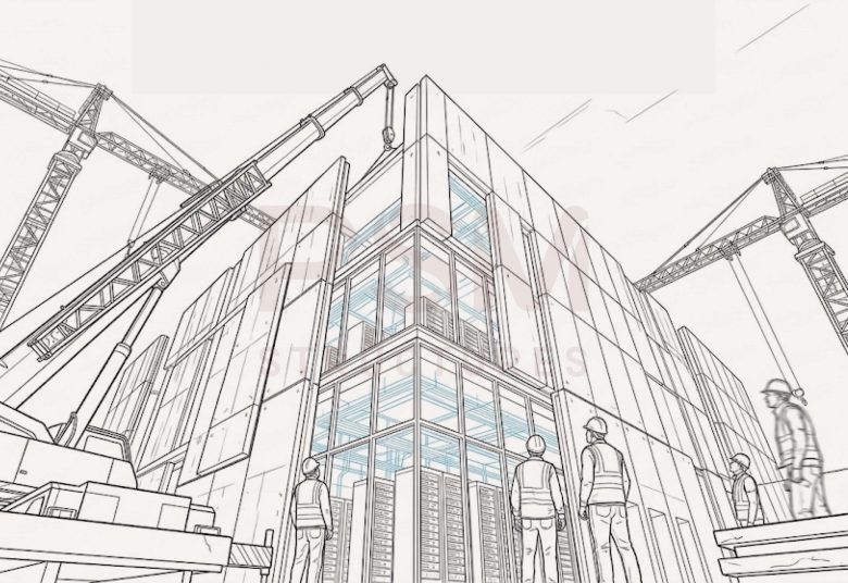 a precast concrete data center under construction